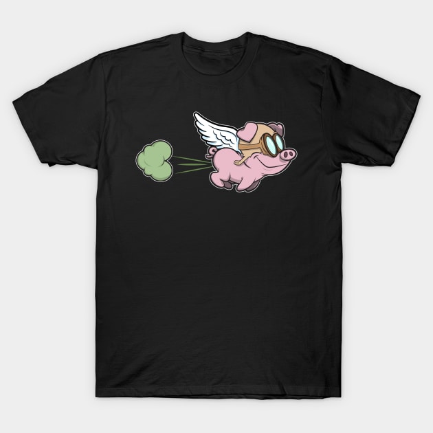 Flying Farting Piggy T-Shirt by CoySoup